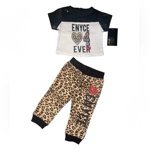 ENYCE CHEETAH PRINT 4EVER 2-PIECE PANTS SET - 12 MONTHS (NEW WITH TAGS) A12
